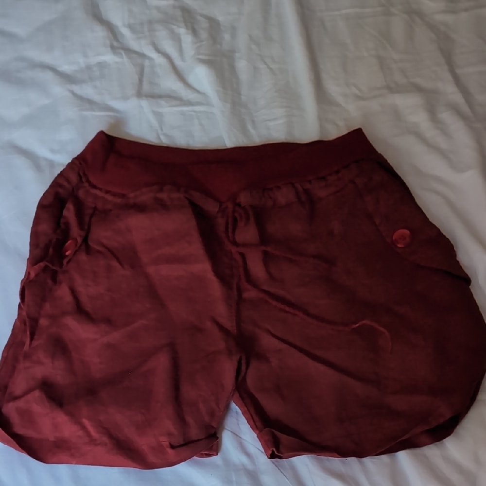 Lola Italian Linen Deep Red Shorts